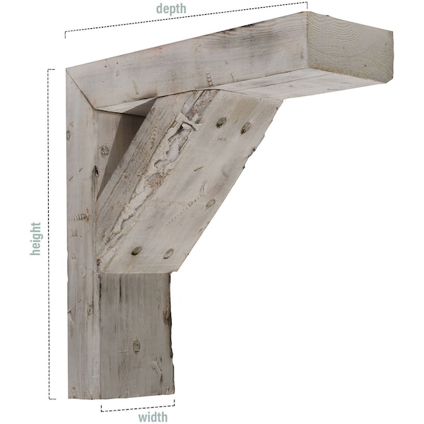 3 1/2W X 8D X 8H Vintage Farmhouse Bracket, Barnwood Decor Collection, Reclaimed Grey